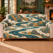 Dragon Scale River sofa cover on a beige sofa