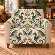 Dragon Wing Fans sofa cover on a beige armchair