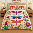 Dragonfly Wildflower Quilt Set, Garden Gift for Dragonfly Lovers