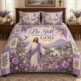Be Still Psalm 46:10 Floral Quilt Set, Cozy Bedroom Bedding, Gift for Christian Friends