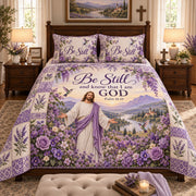 Be Still Psalm 46:10 Floral quilt set, view 2, AI mockup