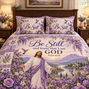 Be Still Psalm 46:10 Floral quilt set, view 3, AI mockup