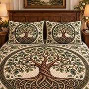 Celtic Tree of Life Green quilt set, view 3, AI mockup