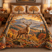 Autumn Deer Mountain quilt set, view 1, AI mockup