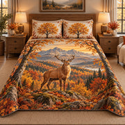 Autumn Deer Mountain quilt set, view 2, AI mockup