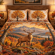 Autumn Deer Mountain quilt set, view 3, AI mockup