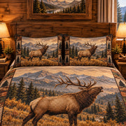 Elk Meadow Mountain quilt set, view 3, AI mockup