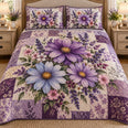 Purple Aster Lavender Patchwork Quilt Set, Cozy Bedroom Bedding, Gift for Aster Lovers