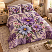 Purple Aster Lavender Patchwork quilt set, view 2, AI mockup
