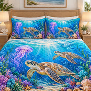 Sea Turtles and Jellyfish quilt set, view 3, AI mockup