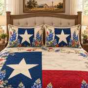 Texas Flag and Bluebonnets quilt set, view 3, AI mockup