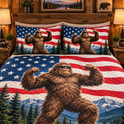 Patriotic Bigfoot and American Flag quilt set, view 3, AI mockup