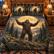 Moonlit Bigfoot Mountain Forest quilt set, view 1, AI mockup