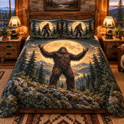 Moonlit Bigfoot Mountain Forest quilt set, view 2, AI mockup
