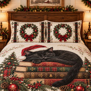 Christmas Black Cat and Books quilt set, view 3, AI mockup
