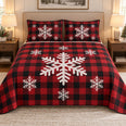 Buffalo Plaid Snowflake Quilt Set, Cozy Christmas Gift for Winter Decor Fans