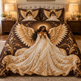 Golden Christmas Angel Quilt Set, Elegant Holiday Gift for Angel Collectors