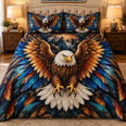 Bald Eagle Mountain Quilt Set, Patriotic Bedding Gift for Eagle Lovers