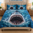Great White Shark Quilt Set, Ocean Bedding Gift for Shark Lovers