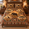 Wildlife Silhouette Quilt Set, Safari Bedding Gift for Wildlife Lovers