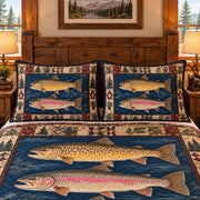 trout fishing display quilt set, alternate view, AI-generated product mockup