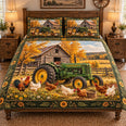 Vintage Tractor and Chicken Quilt Set, Gift for Farmers and Chicken Keepers