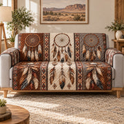Dreamcatcher Feather Quilt Set, Bohemian Gift for Dreamcatcher Lovers — front AI mockup