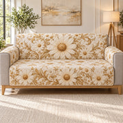 White Daisy Garden Quilt Set, Cottage Floral Gift for Daisy Lovers — front AI mockup