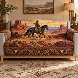 Western Cowboy Horse Quilt Set, Desert Bedding Gift for Cowboy Fans