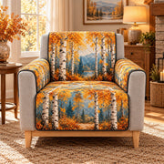 Autumn Birch Forest Sofa Cover, AI-generated mockup