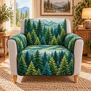 Evergreen Pine Forest Sofa Cover, AI-generated mockup