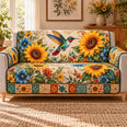 Hummingbird Sunflower Sofa Cover, Gift for Bird and Sunflower Lovers
