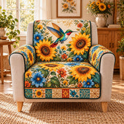 Hummingbird Sunflower Sofa Cover, AI-generated mockup