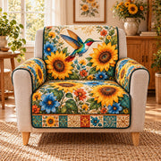 Hummingbird Sunflower Quilt Set, Gift for Bird and Sunflower Lovers — alternate AI mockup
