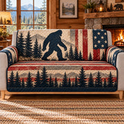 Patriotic Bigfoot Sofa Cover, AI-generated mockup