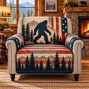 Patriotic Bigfoot Quilt Set, Gift for Sasquatch and USA Decor Fans — alternate AI mockup