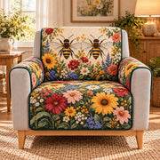Honey Bee Wildflower Sofa Cover, AI-generated mockup