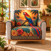 Scarlet Macaw Sunset Quilt Set, Tropical Gift for Parrot Lovers — alternate AI mockup