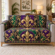 Fleur de Lis Floral Sofa Cover, AI-generated mockup