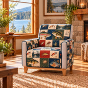 Trout Fishing Patchwork Sofa Cover, AI-generated mockup