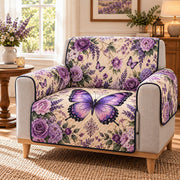 Purple Butterfly Rose Sofa Cover, AI-generated mockup