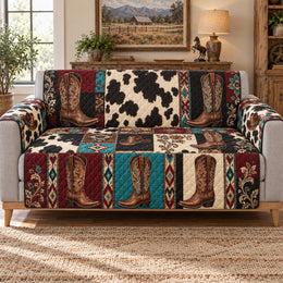 Western Cowboy Boot Sofa Cover, Southwestern Gift for Rodeo Fans