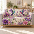Hummingbird Purple Flower Quilt Set, Garden Gift for Hummingbird Lovers