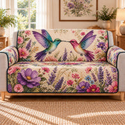 Hummingbird Lavender Garden Sofa Cover, AI-generated mockup