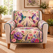 Hummingbird Lavender Garden Sofa Cover, AI-generated mockup