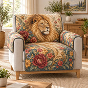Botanical Lion Sofa Cover, AI-generated mockup