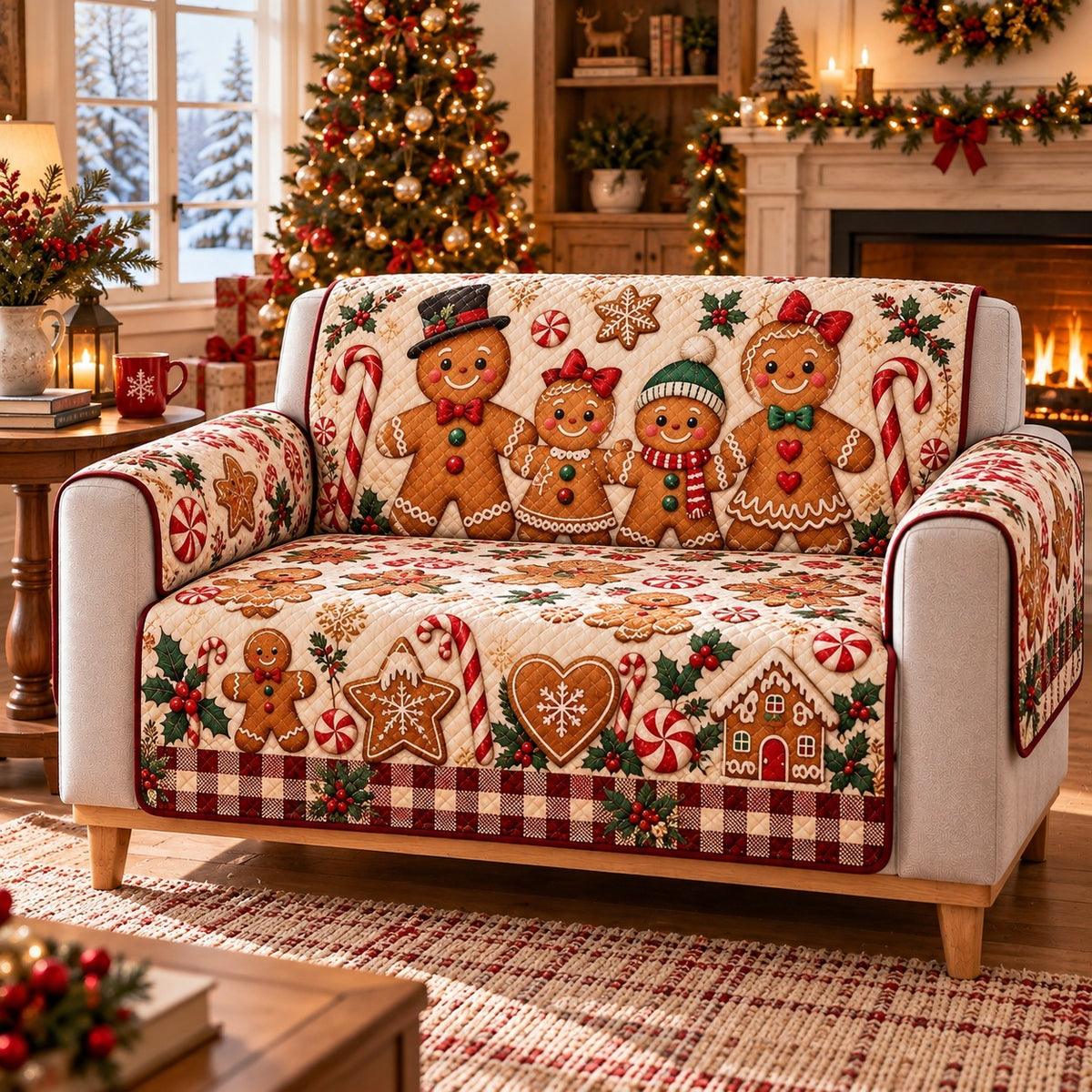 Gingerbread Family Quilt Set, Christmas Gift for Gingerbread Collectors — alternate AI mockup