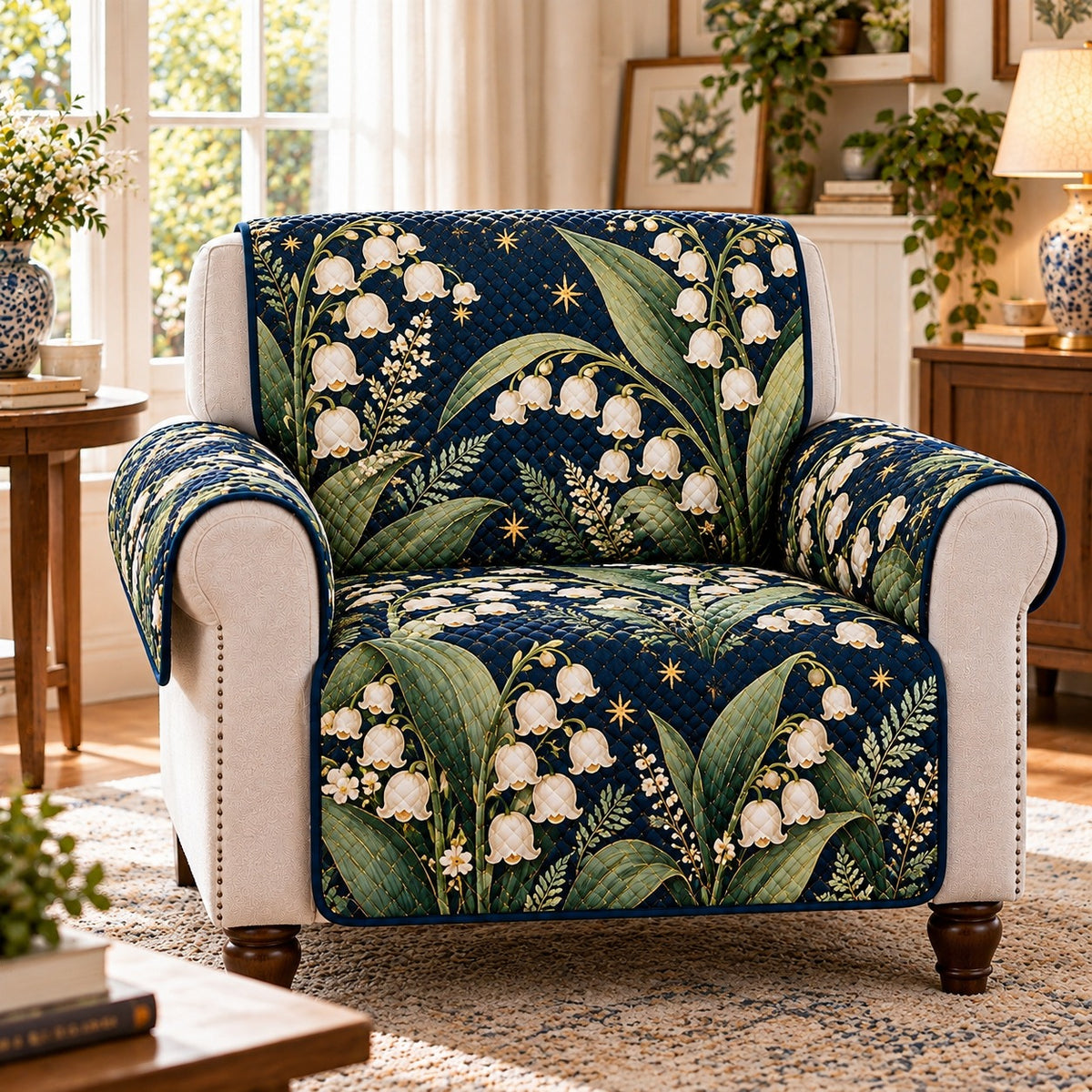 Lily of the Valley Quilt Set, Botanical Gift for Lily of the Valley Lovers — alternate AI mockup