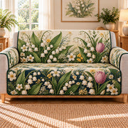 Lily of the Valley Tulip Quilt Set, Gift for Lily and Tulip Lovers — front AI mockup