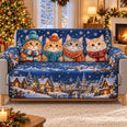 Christmas Cat Village Sofa Cover, Winter Gift for Cat and Holiday Lovers